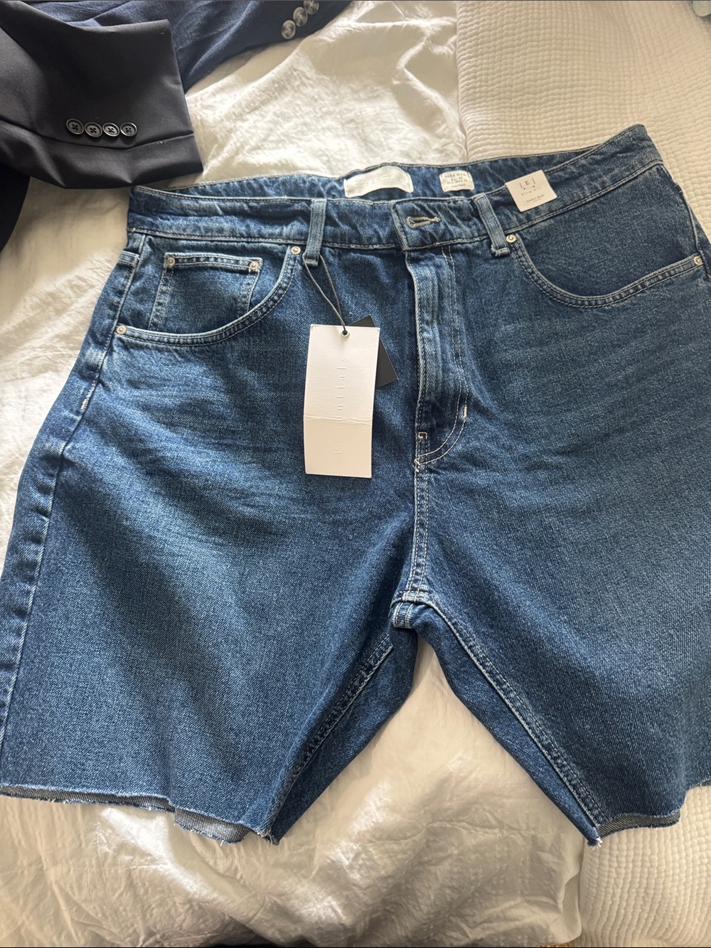 Zara Men's Dark Blue Denim Shorts
